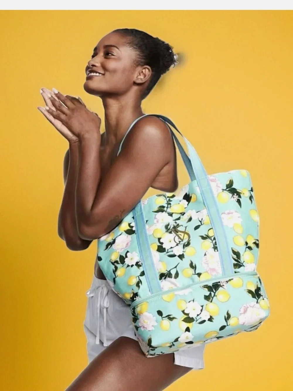 NWT Victoria's Secret Swim Insulated Cooler Tote Teal Blue Lemons Beach Bag